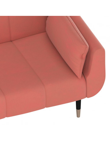 Divano Letto a 2 Posti con 2 Cuscini Rosa in Velluto