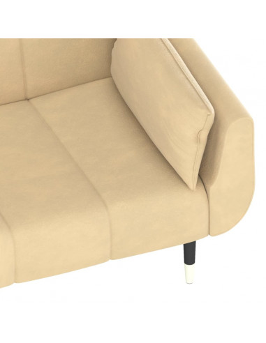 Divano Letto a 2 Posti con 2 Cuscini Crema in Velluto