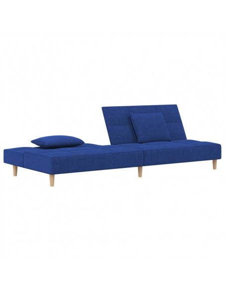 Divano Letto a 2 Posti con 2 Cuscini Blu in Tessuto