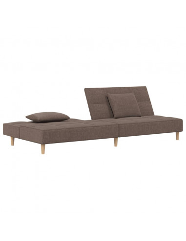 Divano Letto a 2 Posti con 2 Cuscini Tortora in Tessuto