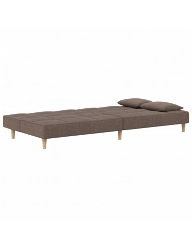 Divano Letto a 2 Posti con 2 Cuscini Tortora in Tessuto