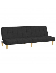 Divano Letto a 2 Posti Nero in Tessuto