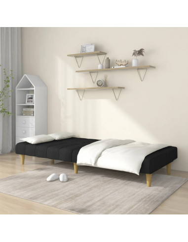 Divano Letto a 2 Posti Nero in Tessuto