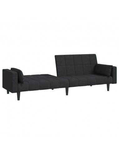 Divano Letto a 2 Posti con 2 Cuscini Nero in Tessuto