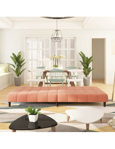 Divano Letto a 2 Posti Rosa in Velluto