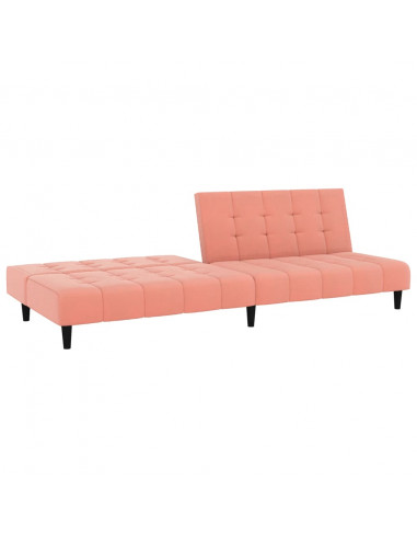 Divano Letto a 2 Posti Rosa in Velluto
