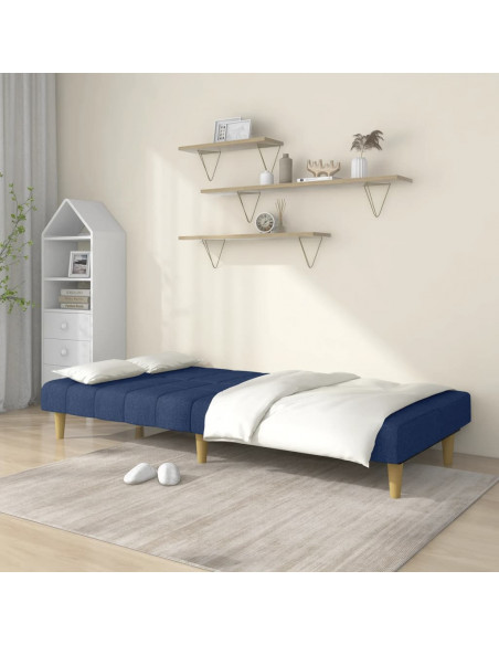 Divano Letto a 2 Posti Blu in Tessuto