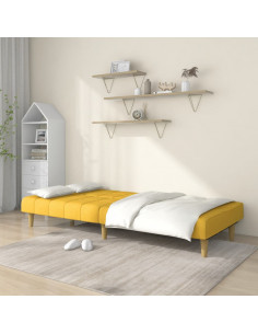 Divano Letto a 2 Posti Giallo in Tessuto 2