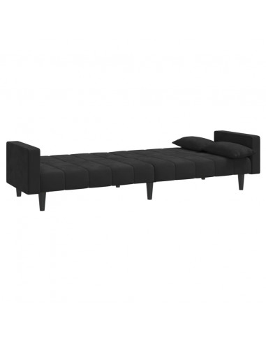 Divano Letto a 2 Posti con 2 Cuscini Nero in Velluto