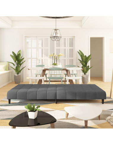 Divano Letto a 2 Posti Grigio Scuro in Velluto