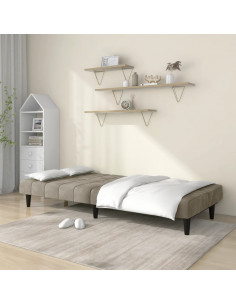 Divano Letto a 2 Posti Grigio Chiaro in Velluto 2