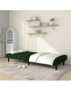 Divano Letto a 2 Posti Verde Scuro in Velluto 2