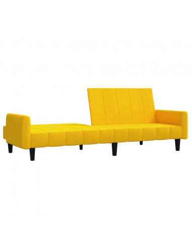 Divano Letto a 2 Posti Giallo in Velluto