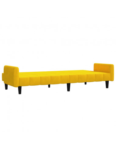 Divano Letto a 2 Posti Giallo in Velluto