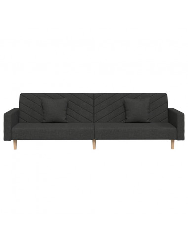 Divano Letto a 2 Posti con 2 Cuscini Nero in Tessuto