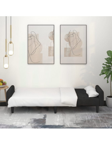 Divano Letto a 2 Posti Nero in Velluto