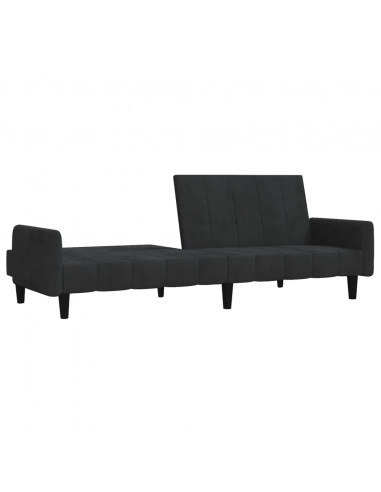 Divano Letto a 2 Posti Nero in Velluto