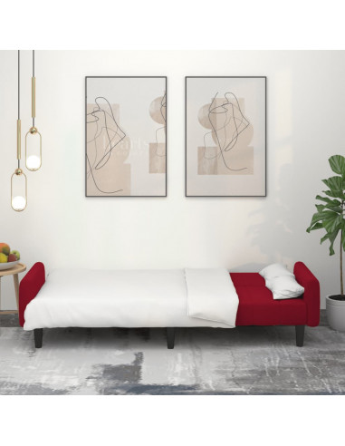 Divano Letto a 2 Posti Rosso Vino in Velluto