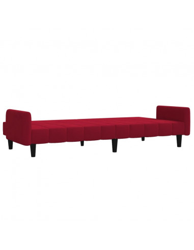 Divano Letto a 2 Posti Rosso Vino in Velluto