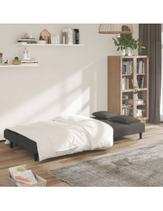 Divano Letto a 2 Posti con 2 Cuscini Grigio Scuro in Velluto 2