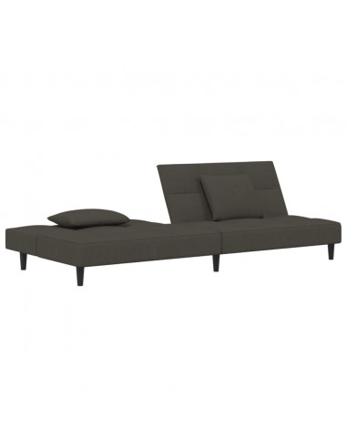 Divano Letto a 2 Posti con 2 Cuscini Grigio Scuro in Velluto