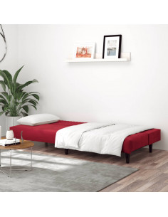 Divano Letto a 2 Posti Rosso Vino in Velluto 2