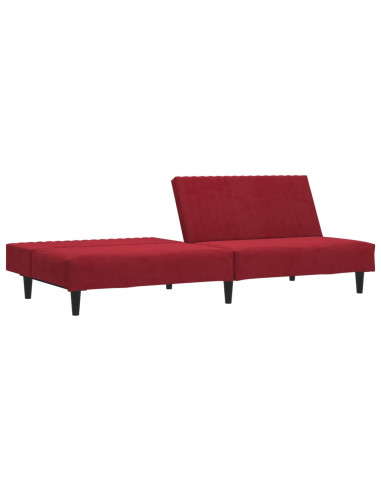 Divano Letto a 2 Posti Rosso Vino in Velluto