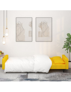 Divano Letto a 2 Posti con 2 Cuscini Giallo in Velluto 2