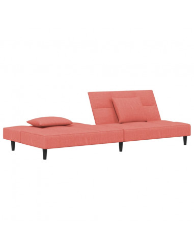 Divano Letto a 2 Posti con 2 Cuscini Rosa in Velluto