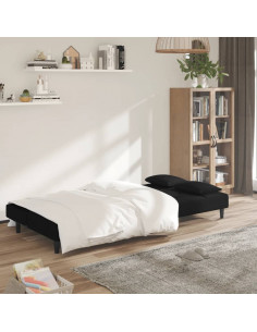 Divano Letto a 2 Posti con 2 Cuscini Nero in Velluto 2