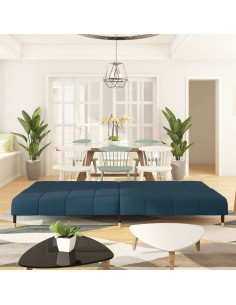 Divano Letto a 2 Posti Blu in Velluto 2