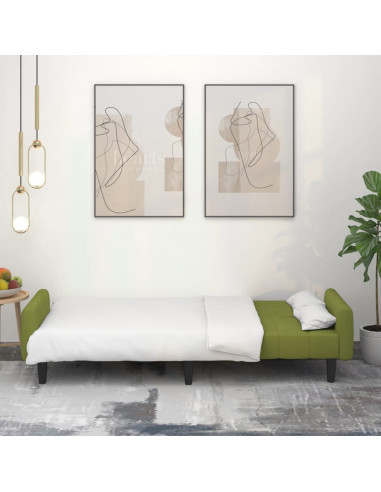 Divano Letto a 2 Posti Verde Chiaro in Velluto