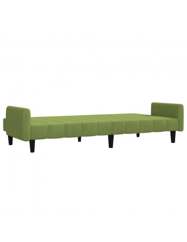 Divano Letto a 2 Posti Verde Chiaro in Velluto