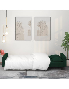 Divano Letto a 2 Posti con 2 Cuscini Verde Scuro in Velluto 2