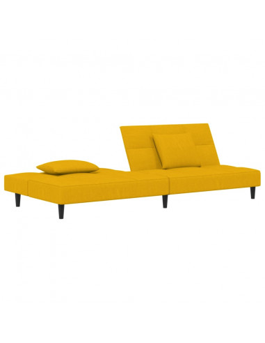 Divano Letto a 2 Posti con 2 Cuscini Giallo in Velluto