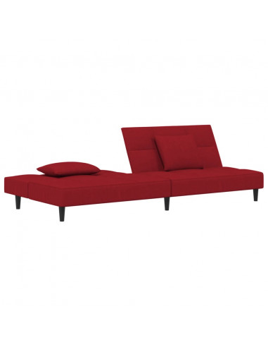 Divano Letto a 2 Posti con 2 Cuscini Rosso Vino in Velluto