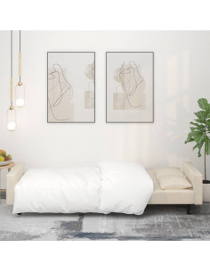 Divano Letto a 2 Posti con 2 Cuscini Crema in Velluto