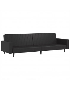 Divano Letto a 2 Posti Nero in Similpelle