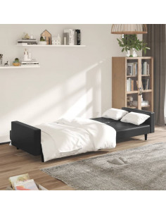 Divano Letto a 2 Posti Nero in Similpelle 2