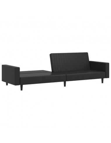 Divano Letto a 2 Posti Nero in Similpelle