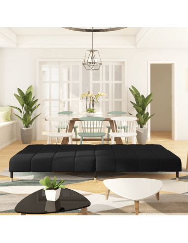 Divano Letto a 2 Posti Nero in Velluto