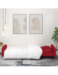 Divano Letto a 2 Posti con 2 Cuscini Rosso Vino in Velluto 2