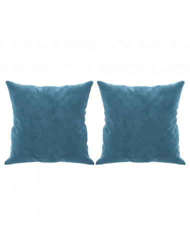 Divano a 2 Posti con Cuscini Blu 140 cm in Velluto