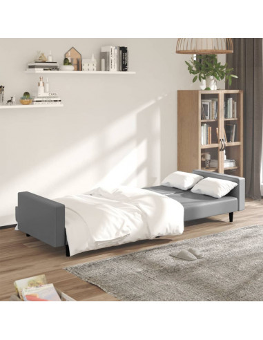 Divano Letto a 2 Posti Grigio in Similpelle