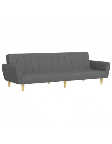 Divano Letto 2 Posti con Poggiapiedi Grigio Scuro in Tessuto