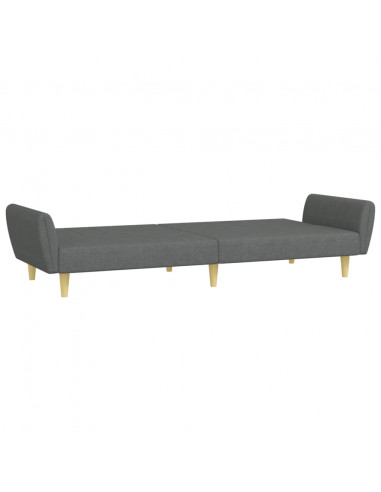 Divano Letto 2 Posti con Poggiapiedi Grigio Scuro in Tessuto