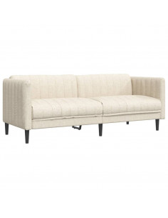 Divano a 3 Posti Crema in Tessuto