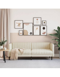 Divano a 3 Posti Crema in Tessuto 2