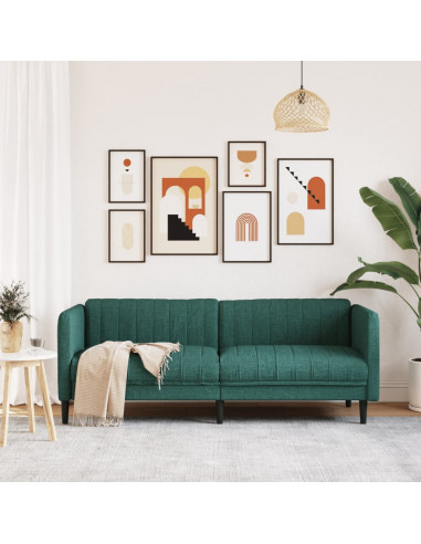 Divano a 3 Posti Verde Scuro in Tessuto