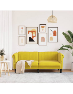 Divano a 2 Posti Giallo in Velluto 2